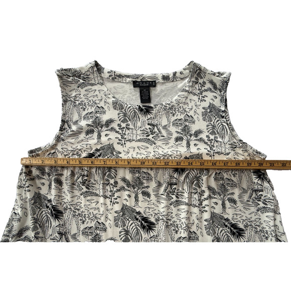 Women's 2X Sleeveless Top Black & White Island Design Rayon Spandex Grace Woman - Picture 6 of 7